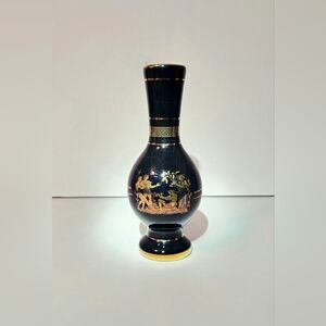 Greek 24k Gold & Black 6.75" Handmade Vase Star Mythology Ceramic Home Decor